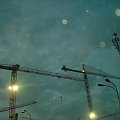 #Warszawa #dźwigi #budowa #wieczór #światła