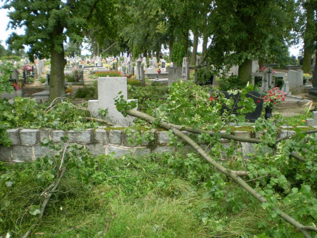 Cmentarz w Strzelcach Wielkich po nawałnicy ...