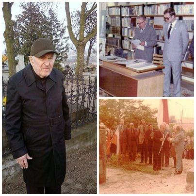 Józef Ryszard Pernak w 2009 roku oraz na otwarciu pomnika w 1987 r.