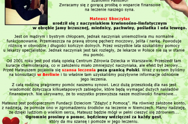 Mateusz Skoczylas - Nowotwór - Naczyniak krwionośno-limfatyczny -- http://pomagamy.dbv.pl #MateuszSkoczylas #Nowotwór #MateuszAndrzejSkoczylas #pomagamydbvpl #StronaInformacyjna #ApelOPomoc #LudzkaTragedia #PomocPotrzebującym #PomocDziecku #pomoc