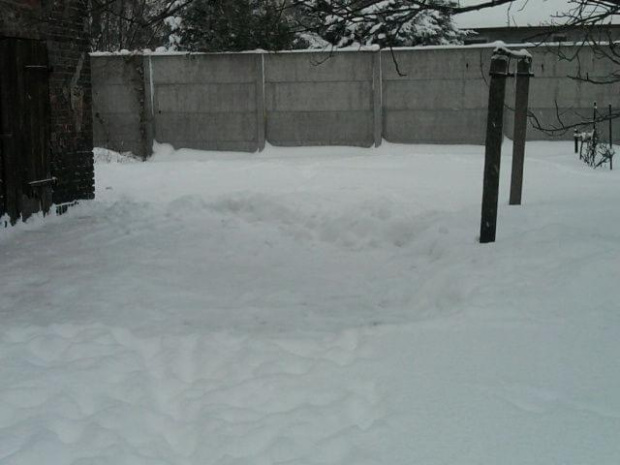 Po intensywnych opadach śniegu w nocy z 01/02.12.2010.
Wysokość pokrywy śnieżnej - 25-30cm, w zaspach jeszcze więcej.