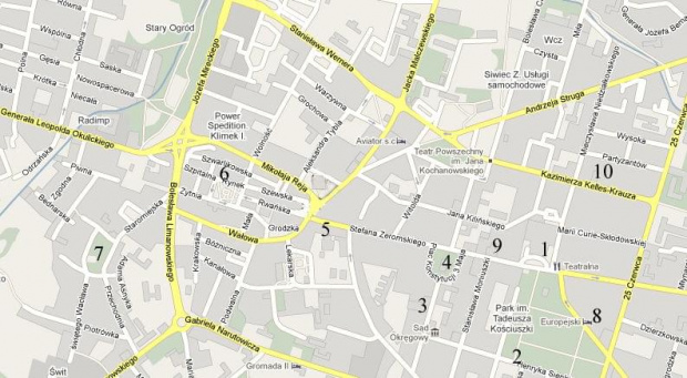 mapa centrum Radomia.