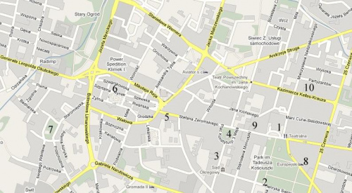 mapa centrum Radomia.