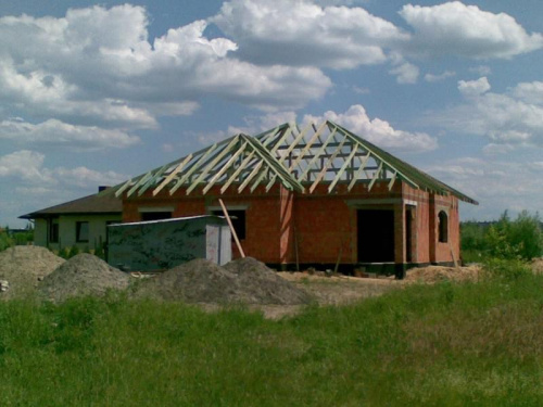 Czerwiec 2008 - Dach - więźba - elewacja zachodnia - od ogrodu ;)